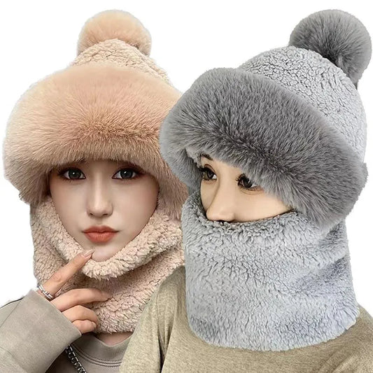 Winter Essentials - Hooded Plush Sjaal en Windproof Muts Set