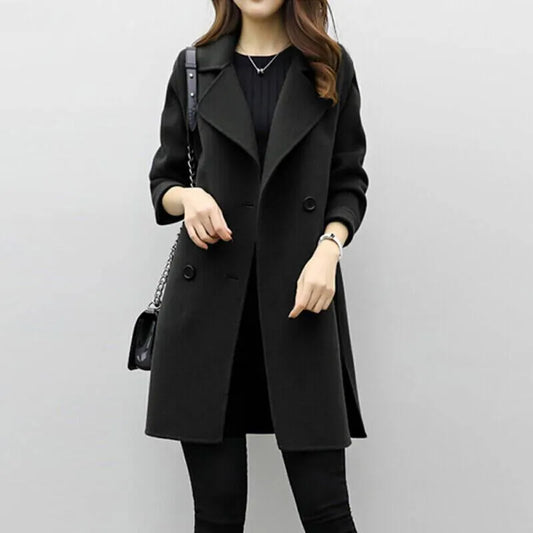 Sophia | Woolen Coat voor een Stijlvolle Herfst en Winter -  Trendy Damesjas
